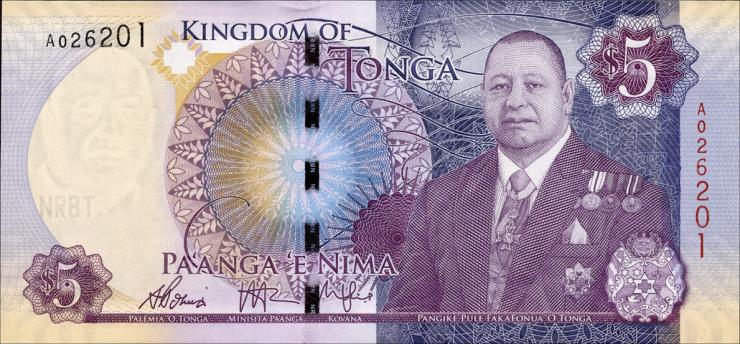 Tonga P.45 5 Pa'anga 2015 (1) Gedenkbanknote 