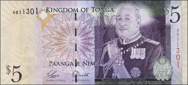 Tonga P.39a 5 Pa'anga (2008) (1) 