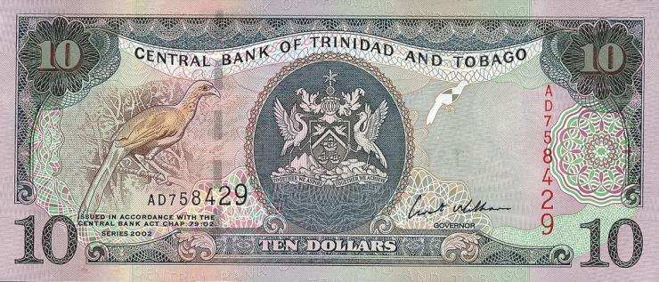 Trinidad & Tobago P.43 10 Dollars 2002 (1) 