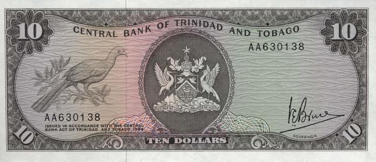Trinidad & Tobago P.32a 10 Dollars (1977) (1) 