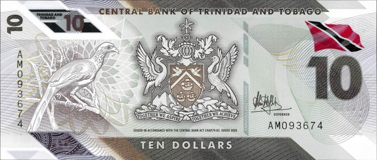 Trinidad & Tobago P.62 10 Dollars 2020 Polymer (1) 