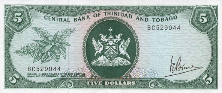Trinidad & Tobago P.31a 5 Dollars (1977) (1) 