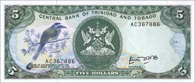 Trinidad & Tobago P.37a 5 Dollars (1985) (1) 