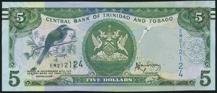 Trinidad & Tobago P.47b 5 Dollars 2006 (2014) (1) 