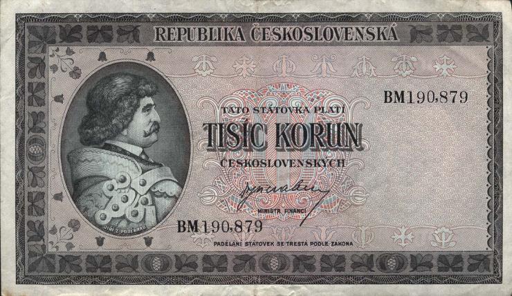 Tschechoslowakei / Czechoslovakia P.065a 1000 Kronen (1945) (3) 