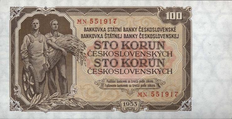 Tschechoslowakei / Czechoslovakia P.086b 100 Kronen 1953 (1) 