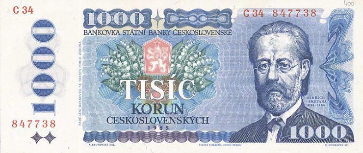 Tschechoslowakei / Czechoslovakia P.098a 1000 Kronen 1985 (1) 