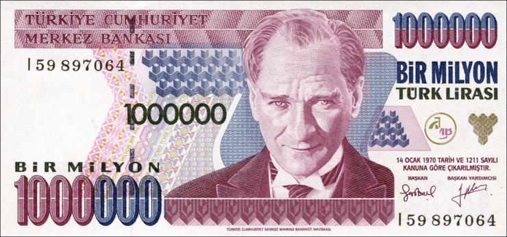 Türkei / Turkey P.209c 1.000.000 Lira 1970 (1995) (1) 