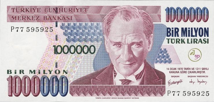 Türkei / Turkey P.213 1.000.000 Lira 1970 (2002) (1) 