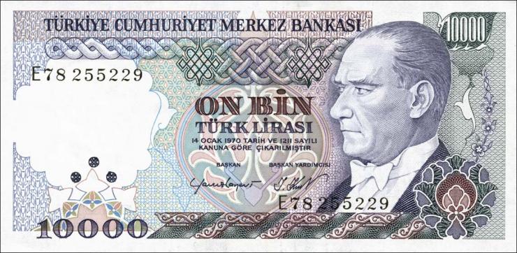 Türkei / Turkey P.200 10000 Lira 1970 (1989) (1) 