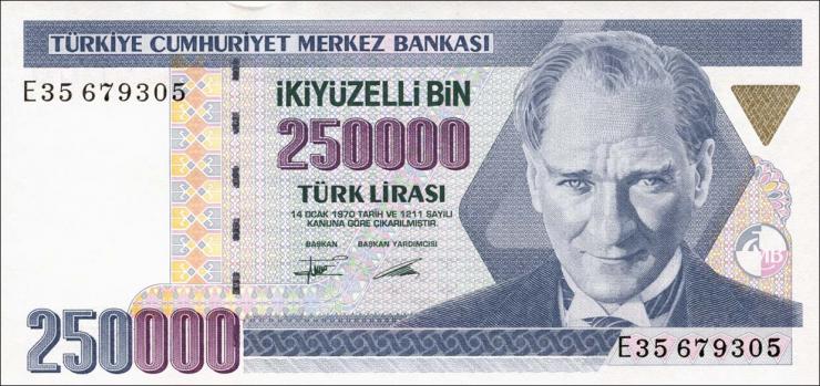 Türkei / Turkey P.207 250.000 Lira 1970 (1992) (1) 