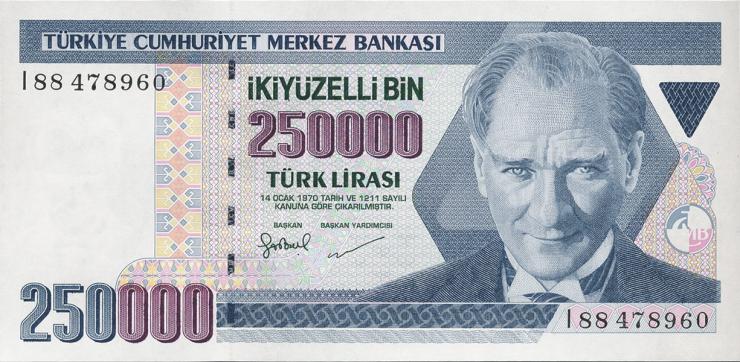 Türkei / Turkey P.211 250.000 Lira 1970 (1998) (1) 
