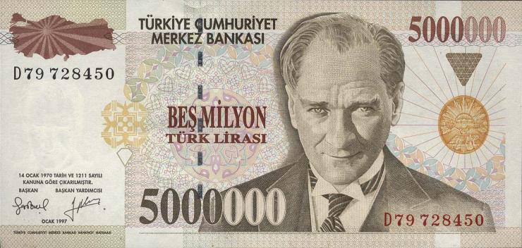 Türkei / Turkey P.210b 5.000.000 Lira 1997 (1) 