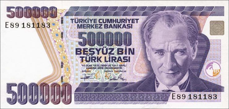 Türkei / Turkey P.208c 500.000 Lira 1970 (1993) (1) 