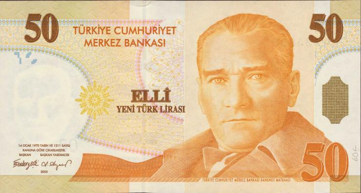 Türkei / Turkey P.220 50 Neue Lira 2005 (1) Serie E 