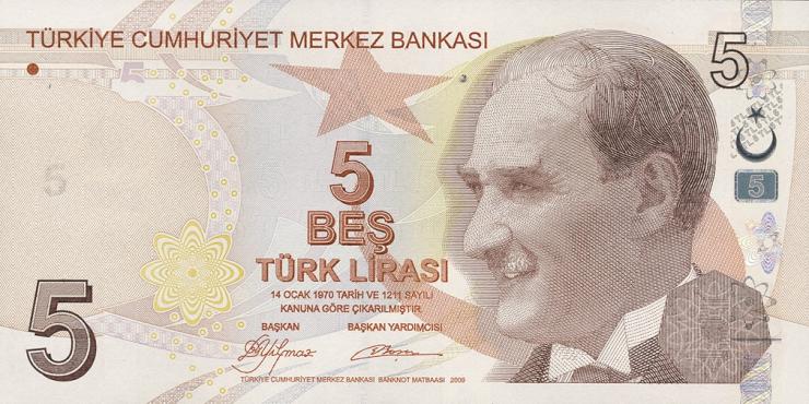 Türkei / Turkey P.222a 5 Lira 2009 (1) 