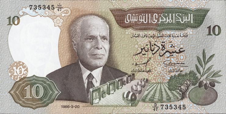 Tunesien / Tunisia P.084 10 Dinars 1986 (1) 
