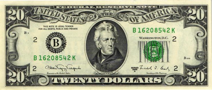 USA / United States P.483 20 Dollars 1988 A (1) 
