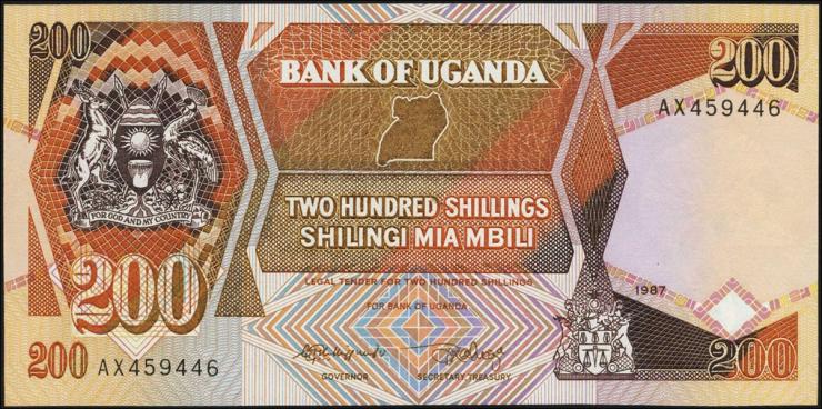 Uganda P.32a 200 Shillings 1987 (1) 