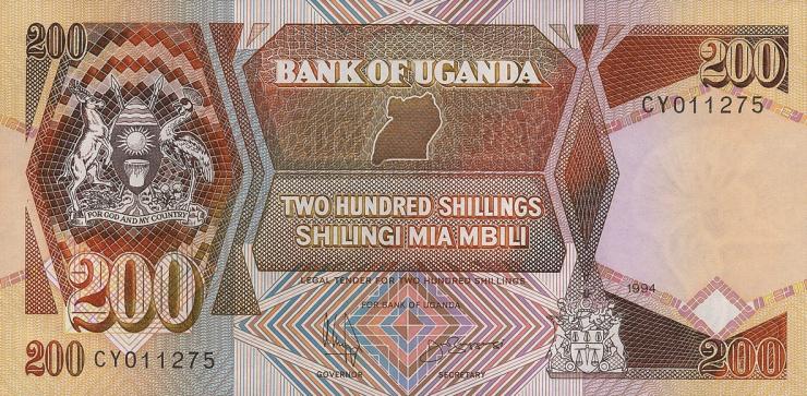 Uganda P.32b 200 Shillings 1994 (1) 