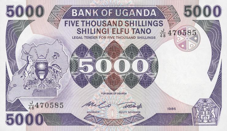 Uganda P.24b 5000 Shillings 1986 (1) 