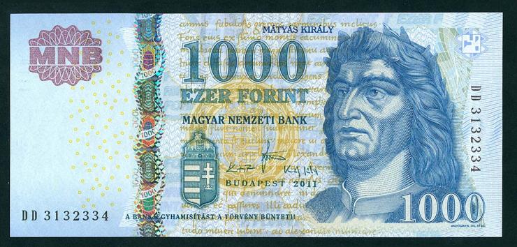 Ungarn / Hungary P.197c 1000 Forint 2011 (1) 