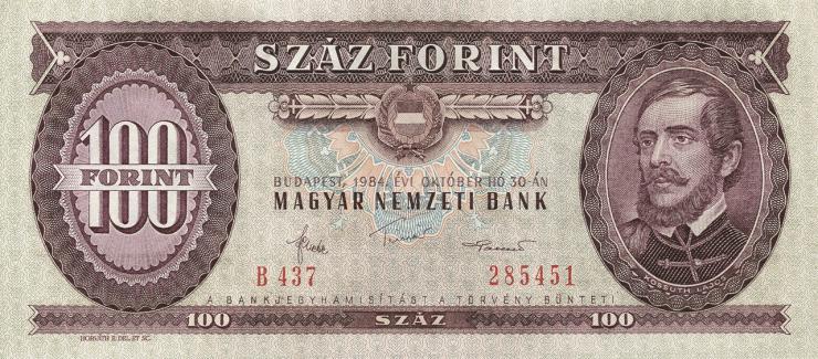 Ungarn / Hungary P.171g 100 Forint 1984 (1) 
