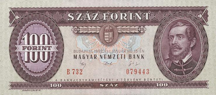 Ungarn / Hungary P.174a 100 Forint 1992 (1) 