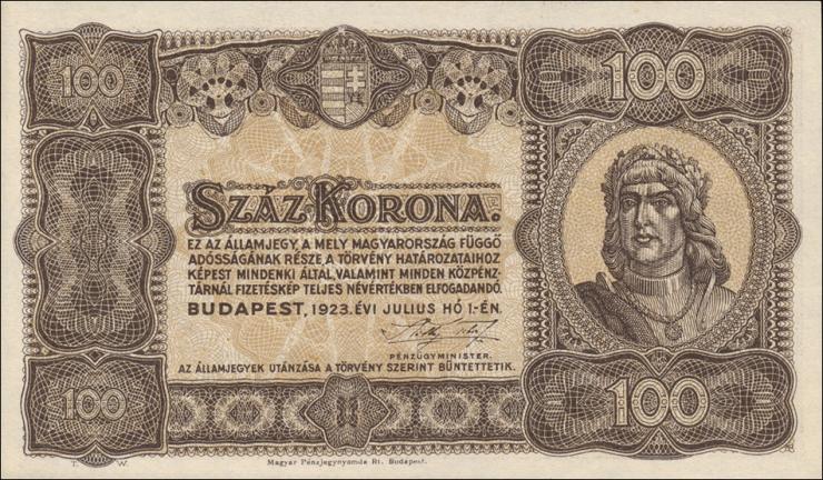 Ungarn / Hungary P.073a 100 Kronen 1923 (1) 