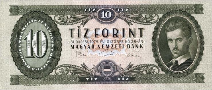 Ungarn / Hungary P.168e 10 Forint 1975 (1) 