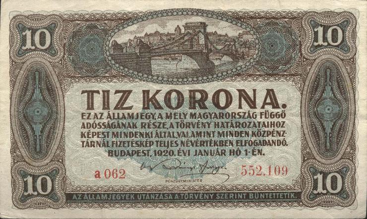 Ungarn / Hungary P.060 10 Kronen 1920 (2) 