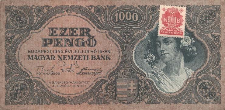 Ungarn / Hungary P.118b 1000 Pengö 1945 (3) 