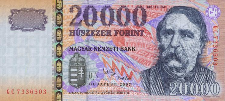 Ungarn / Hungary P.193d 20000 Forint 2007 (1) 