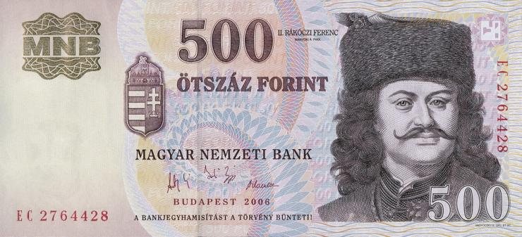 Ungarn / Hungary P.188e 500 Forint 2006 (1) 