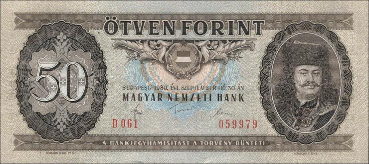 Ungarn / Hungary P.170d 50 Forint 1980 (1) 