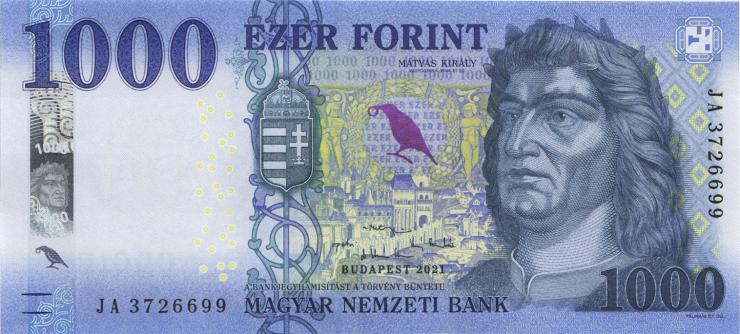 Ungarn / Hungary P.203c 1000 Forint 2021 (1) 