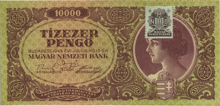 Ungarn / Hungary P.119b 10.000 Pengö 1945 (2+) 