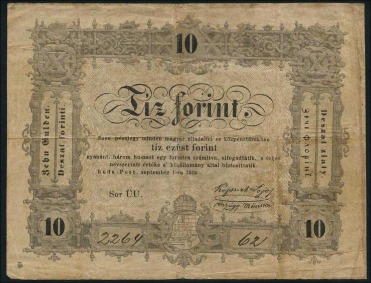 Ungarn / Hungary P.S117 10 Forint 1848 (3-) 