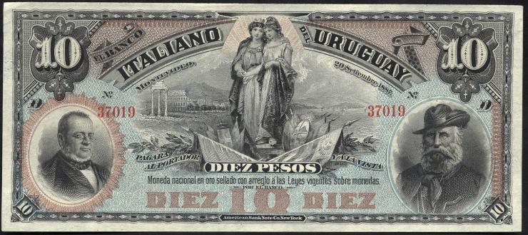 Uruguay P.S212r 10 Pesos 1887 (1) 