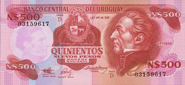Uruguay P.063A 500 Nuevos Pesos (1991) (1) 
