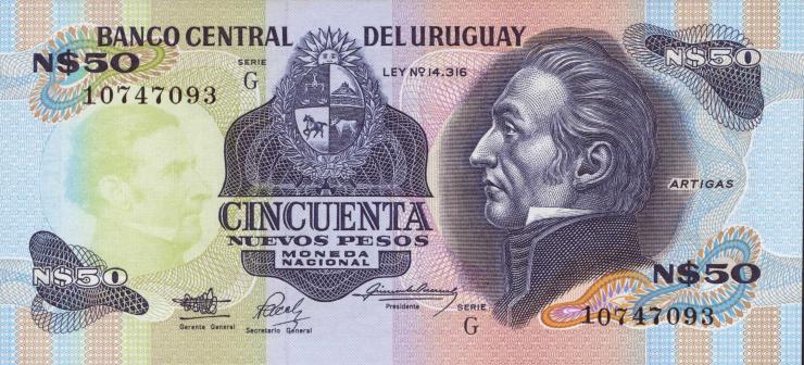 Uruguay P.061A 50 Nuevos Pesos (1989) Serie G (1) 