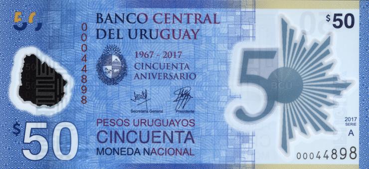 Uruguay P.100 50 Pesos 2017 Polymer (1) 