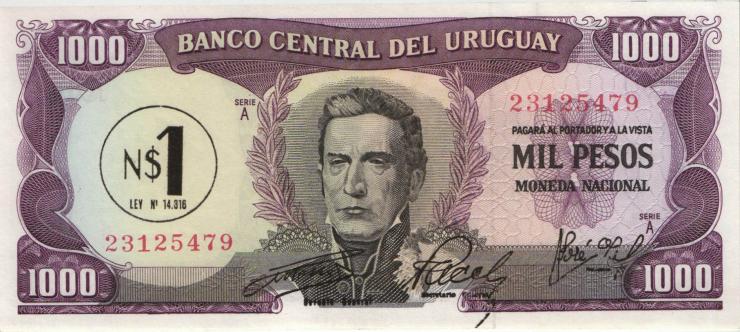 Uruguay P.055 1 Nuevo Peso (1975) auf 1000 Pesos (1) 