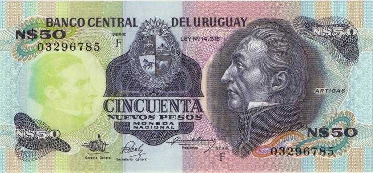 Uruguay P.061A 50 Nuevos Pesos (1983) Serie F (1) 