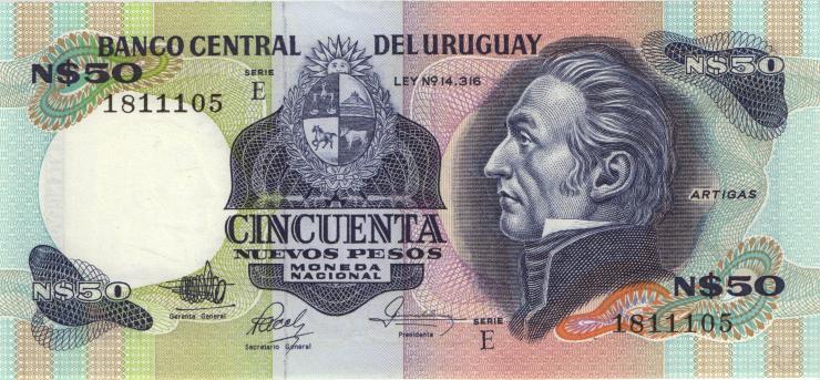 Uruguay P.061d 50 Nuevos Pesos (1987) (1) 