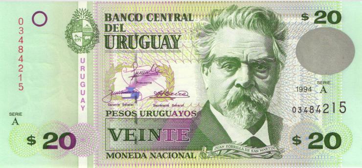 Uruguay P.074a 20 Pesos Uruguayos 1994 (1) 