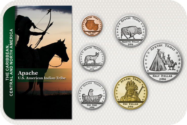 Kursmünzensatz USA (Indianerreservate) Apache / Coin Set U.S. American Indiantribe 