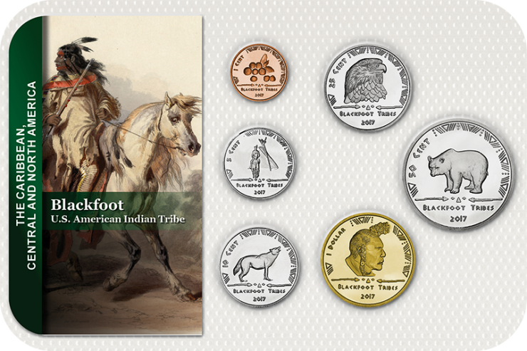 Kursmünzensatz USA (Indianerreservate) Blackfoot / Coin Set U.S. American Indiantribe 