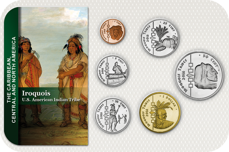 Kursmünzensatz USA (Indianerreservate) Iroquois / Coin Set U.S. American Indiantribe 