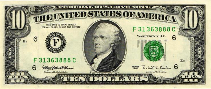 USA / United States P.499 10 Dollars 1995 F (1) 